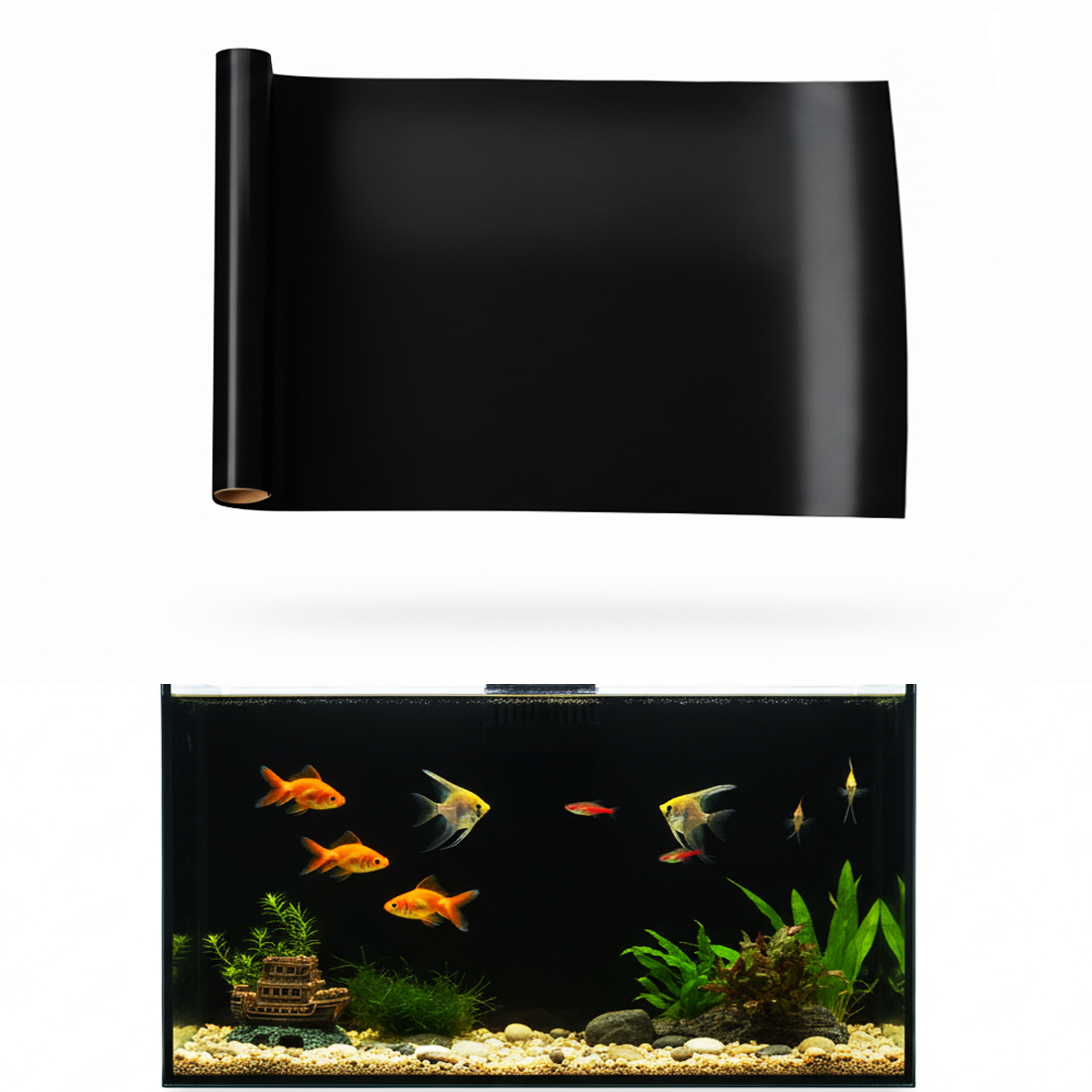 Aquarium Fish Background - Aquarium Background Static Cling Black White